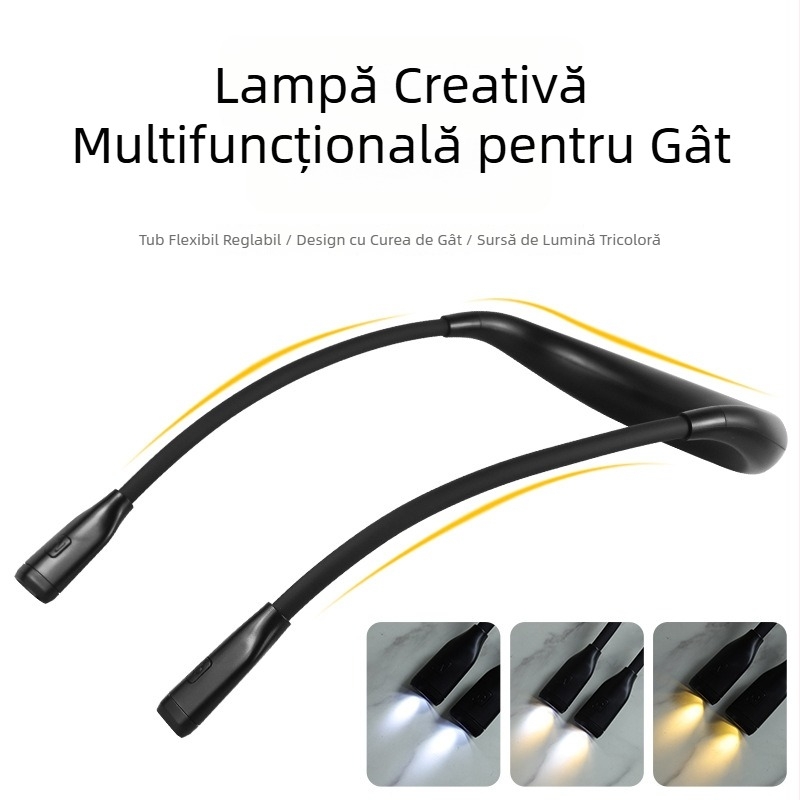 Lampa LED USB pentru citit cu gât, lampă de noptieră pentru cămin studențesc, lumină de noapte caldă