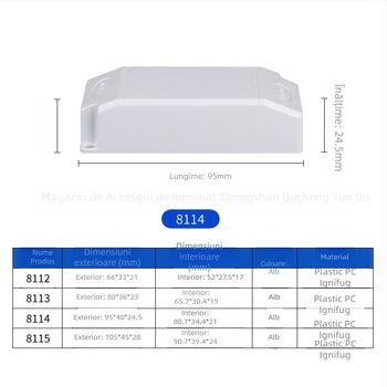 Carcasă pentru driver LED, dimensiuni 66×33×21 mm, carcasă din plastic pentru sursă de alimentare LED