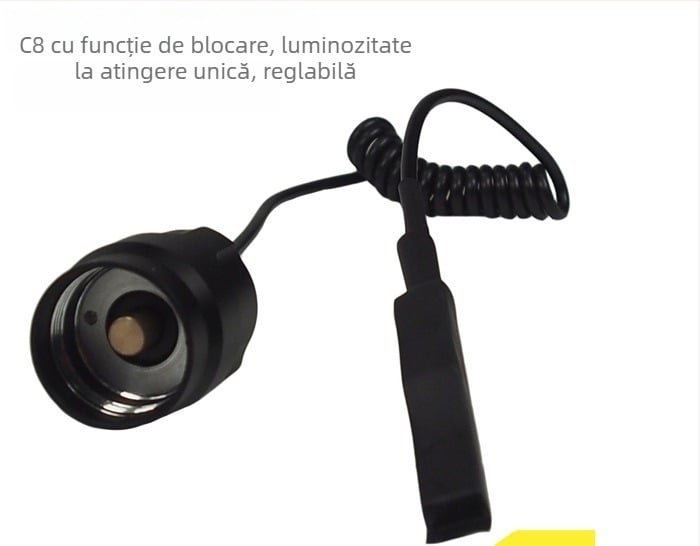 Comutator de presiune pentru lanternă C2/C8/C12, dublu comutator cu blocare, funcție cu două trepte, pentru capacul posterior extins