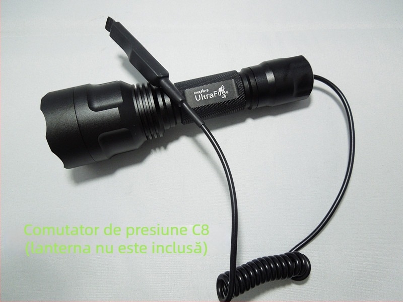 Comutator de presiune pentru lanternă C2/C8/C12, dublu comutator cu blocare, funcție cu două trepte, pentru capacul posterior extins