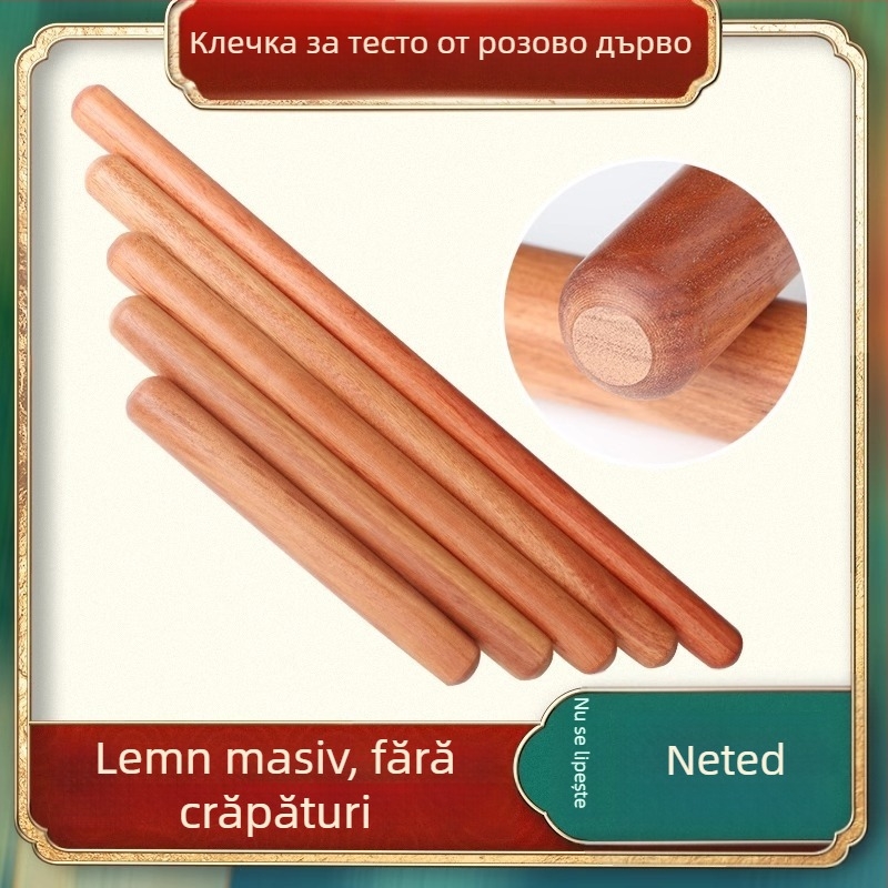 Rulou de bucătărie din lemn masiv, dimensiune mare, cilindru gros de aluat pentru uz casnic și comercial.