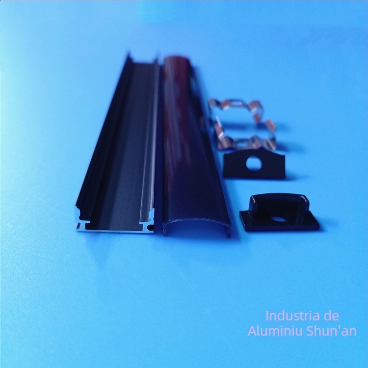 Kit de carcase LED negre pentru iluminare liniară, profil din aluminiu 6063 și difuzor PC, montaj pe suprafață