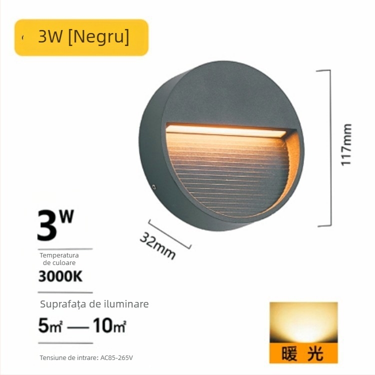 LED iluminat exterior montat pe perete pentru grădină, vilă, hol și curte, carcasă din aluminiu