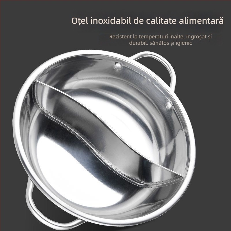 Vas pentru hot pot, capacitate mare pentru 10 persoane, oțel inoxidabil 18-10, pentru uz casnic sau comercial, compatibil cu inducția, 6,1–10 L