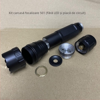 Carcasă telescopică pentru lanternă 501B cu accesorii DIY, tub pentru baterie 18650, 16 PCB, 17 plăci de circuite