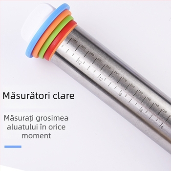 Rolă de bucătărie din oțel inoxidabil, 17 inch, grosime reglabilă și scară de măsurare