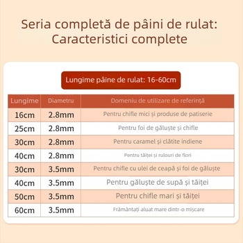 Set de bucătărie din lemn: rulou mare pentru aluat, rulă pentru foi de găluște, planșă de tăiat și plăcuță pentru coacere