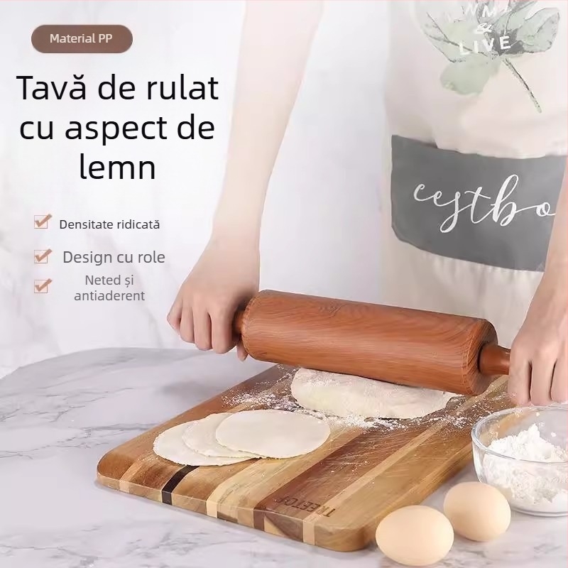Rulou mare cu aspect lemnos, pentru uz casnic și comercial — aluat, foi de găluște, fondant