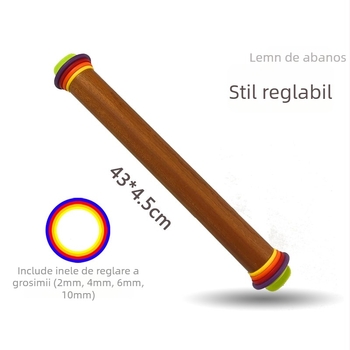 Rulou de aluat din lemn solid, cu cap rotund, rolă pentru foi de gyoza, instrument de bucătărie minimalist