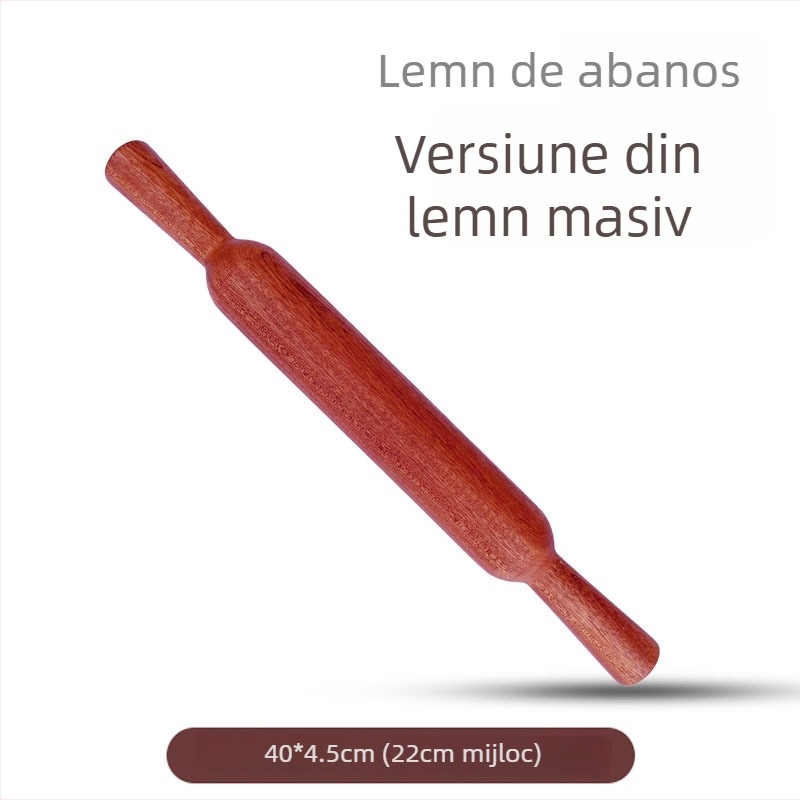 Rulou de aluat din lemn solid, cu cap rotund, rolă pentru foi de gyoza, instrument de bucătărie minimalist