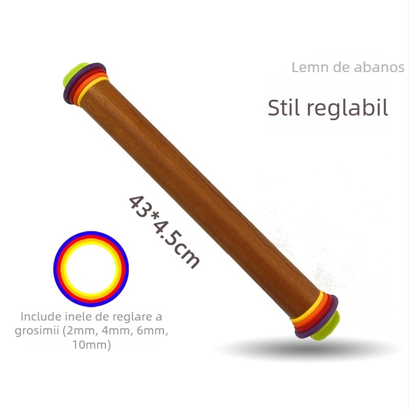 Rulou de aluat din lemn solid, cu cap rotund, rolă pentru foi de gyoza, instrument de bucătărie minimalist