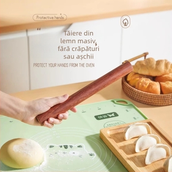 Rulou din lemn de abanos, presă pentru aluat și bețișor pentru tăiței, lemn solid, rezistent la mucegai, pentru aluat și patiserie