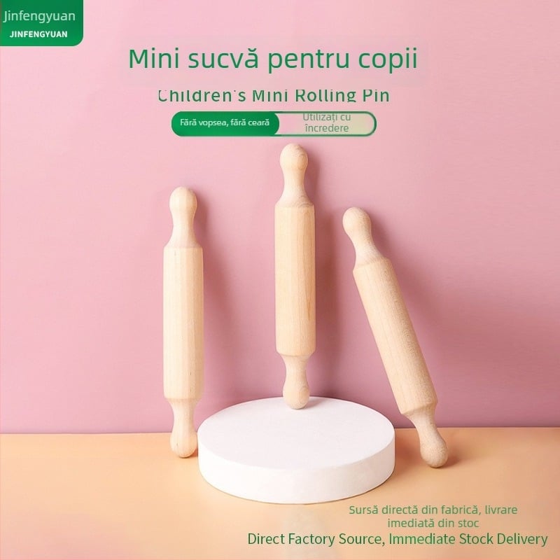 Mini sucitor de aluat din lemn pentru copii, fără vopsea și ceară, mic, pentru uz casnic, pentru foi de găluște