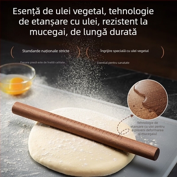 Rulou din lemn masiv de santal negru, lungime extinsă, cu măsurători, pentru dospire aluat și foi de găluște