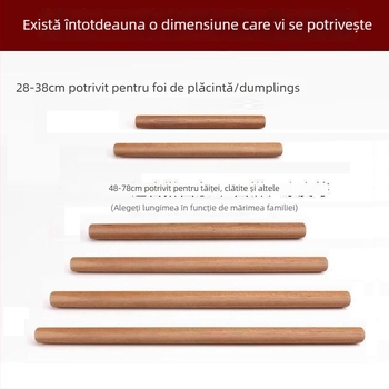 Rolă din lemn masiv pentru uz casnic, ideală pentru foi de colțunași și tăiței late, dimensiune mare, antiaderent, ustensilă de bucătărie pentru aluat.