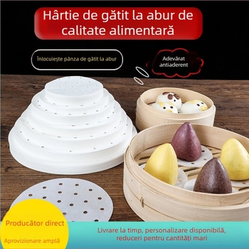 Hârtie rotundă pentru aburi, antiaderentă, rezistentă la temperaturi înalte, hârtie alimentară pentru aburi, 500 de foi