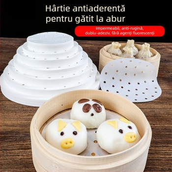 Hârtie rotundă pentru aburi, antiaderentă, rezistentă la temperaturi înalte, hârtie alimentară pentru aburi, 500 de foi