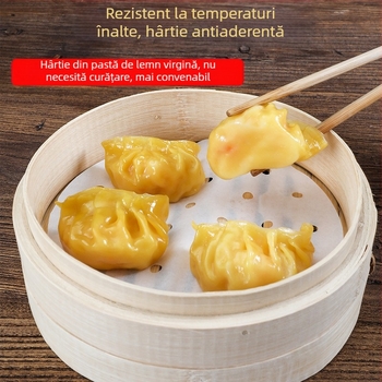 Hârtie rotundă pentru aburi, antiaderentă, rezistentă la temperaturi înalte, hârtie alimentară pentru aburi, 500 de foi