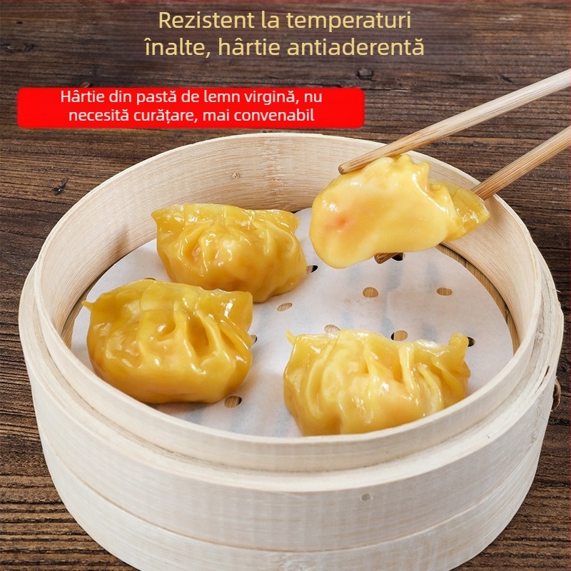 Hârtie rotundă pentru aburi, antiaderentă, rezistentă la temperaturi înalte, hârtie alimentară pentru aburi, 500 de foi