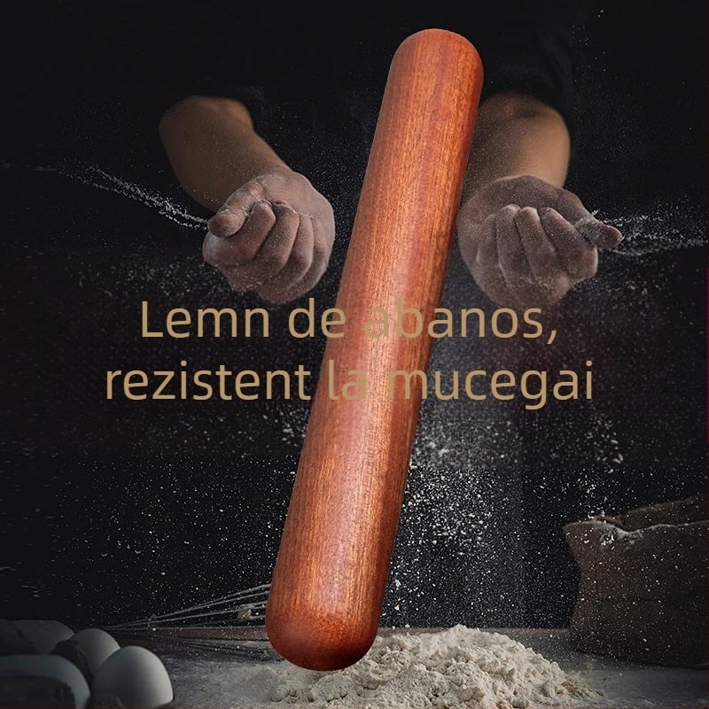 Sucitor din lemn de abanos, cu cap rotund, din lemn masiv, pentru aluat