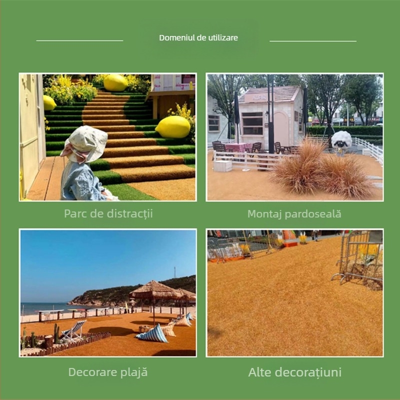 Gazon artificial cu bază adezivă, nuanță galbenă decorativă pentru acoperire a solului