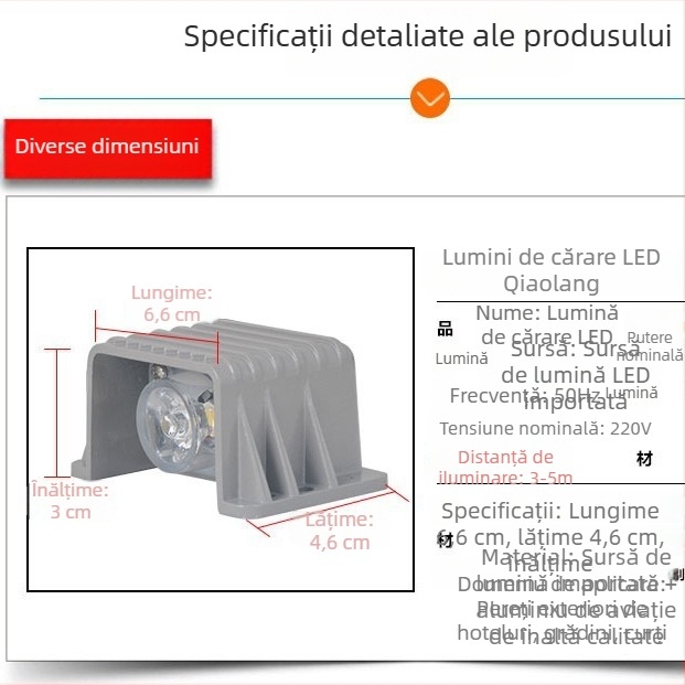 Spot LED exterior mic, lumină de colț impermeabilă pentru trasee și scări, iluminare laterală translucidă pentru hol