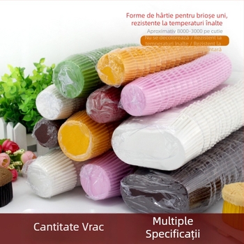 Cupe de brioșe din hârtie, hârtii pentru copt, rezistente la temperaturi înalte, culoare solidă, folie antiulei