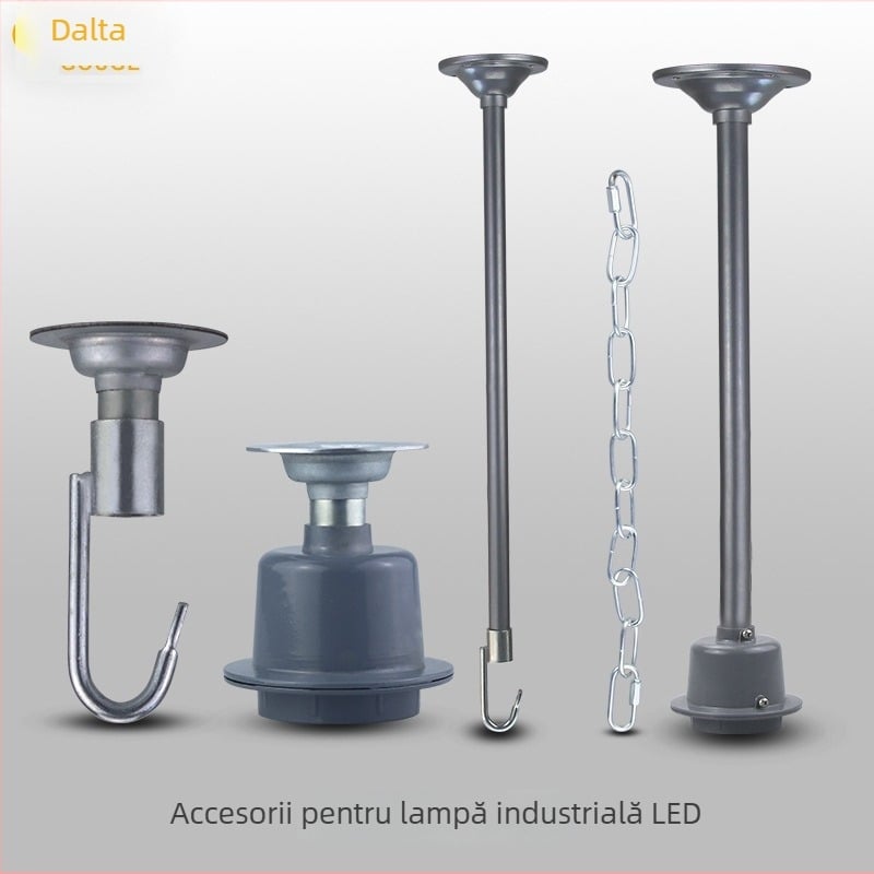 Lumină suspendată industrială cu cadru lung pe șină pentru depozit, fabrică și birou – IP66, set complet de accesorii