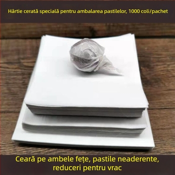 Hârtie cerată pentru pastile, hârtie de ambalaj pentru pastile, dublă față, cu susan negru, hârtie specială pentru pastile, acoperire din silicon alimentar