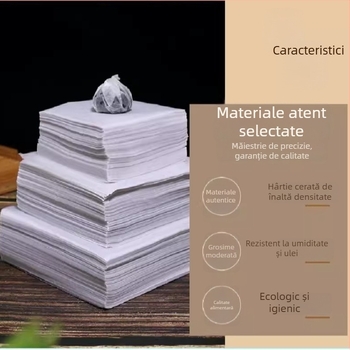 Hârtie cerată pentru pastile, hârtie de ambalaj pentru pastile, dublă față, cu susan negru, hârtie specială pentru pastile, acoperire din silicon alimentar