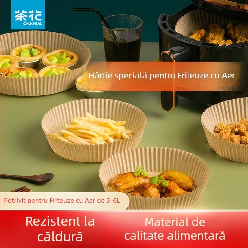 Camellia hârtie de unică folosință pentru friteuza cu aer, hârtie absorbantă pentru ulei, hârtie de copt cu față dublă, calitate alimentară