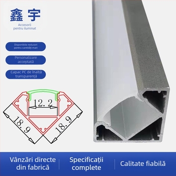 Canal din aluminiu în formă de V pentru bandă LED, cu capac PC