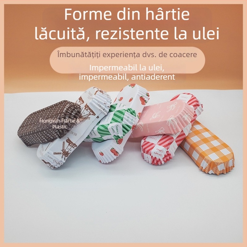 Hârtie de copt cu acoperire – tavă din hârtie, în formă de barcă, pentru pâine și cârnat, antiaderent, kraft paper rezistent la grăsimi