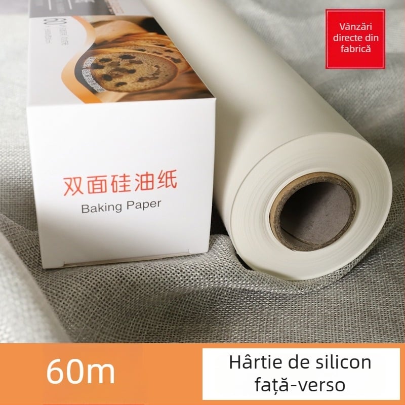 60 m Hârtie de copt cu două fețe, cu strat de silicon, pentru cuptor, de calitate alimentară, absorbantă de ulei, antiaderent, pentru bucătărie