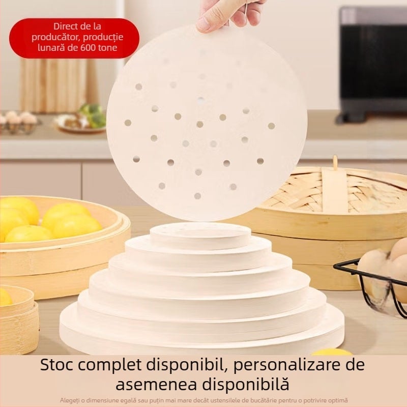Hârtie de abur de unică folosință, calitate alimentară, antiaderentă, cerc circular pentru abur, utilizare casnică