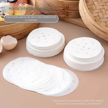 Hârtie pentru aburi cu strat de silicon, alimentară, antiaderentă, 3-12 inchi, albă, 50 de coli