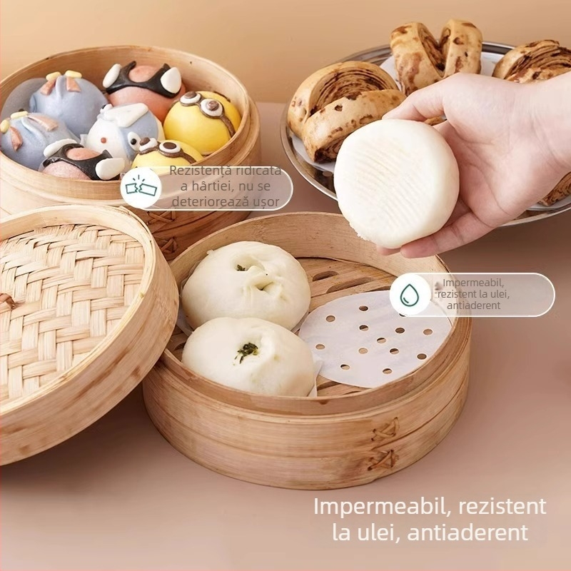 Hârtie pentru aburi cu strat de silicon, alimentară, antiaderentă, 3-12 inchi, albă, 50 de coli