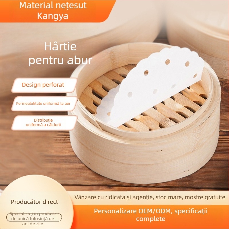 Hârtie pentru abur, antiaderentă, rotundă, pentru gătit la abur chifle