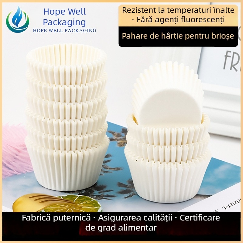 Cupe de copt din hârtie, rezistente la temperaturi înalte, forme rotunde pentru brioșe, huse din hârtie rezistente la ulei