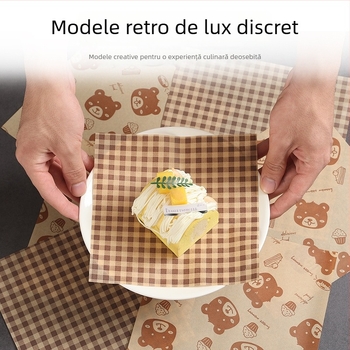 Hârtie de copt maro în carouri, absorbantă de ulei pentru pâine și prăjituri, pui prăjit și gustări