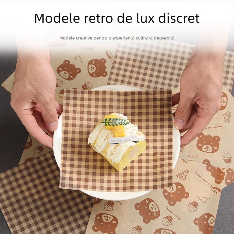 Hârtie de copt maro în carouri, absorbantă de ulei pentru pâine și prăjituri, pui prăjit și gustări
