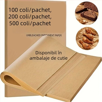 Pergament de copt maro cu acoperire din silicon, rezistent la temperaturi înalte, pentru coacere și grilare
