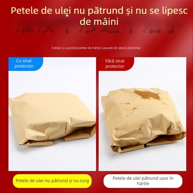 Hârtie kraft laminată, rezistentă la ulei, 70 g/m², pentru ambalarea raței și puiului la cuptor, baze pentru farfurii de gustări