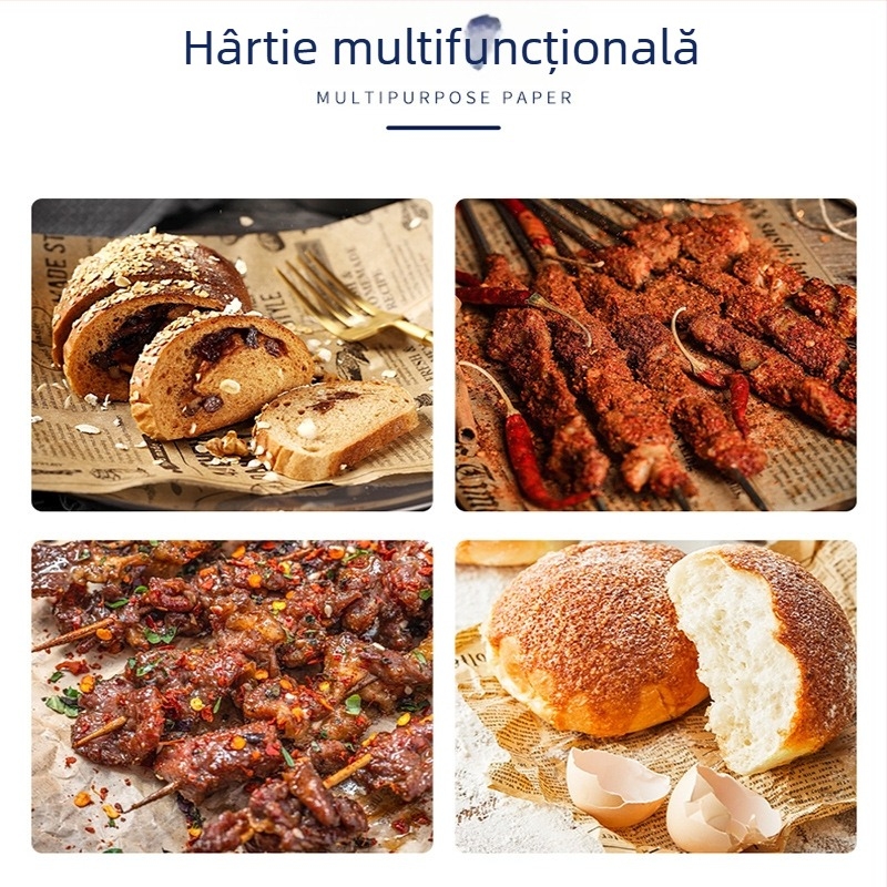 Hârtie de copt pentru tavă, maro închis, acoperire din silicon, de înaltă calitate alimentară, rezistentă la temperaturi înalte, pentru coacere acasă și grătar, de unică folosință