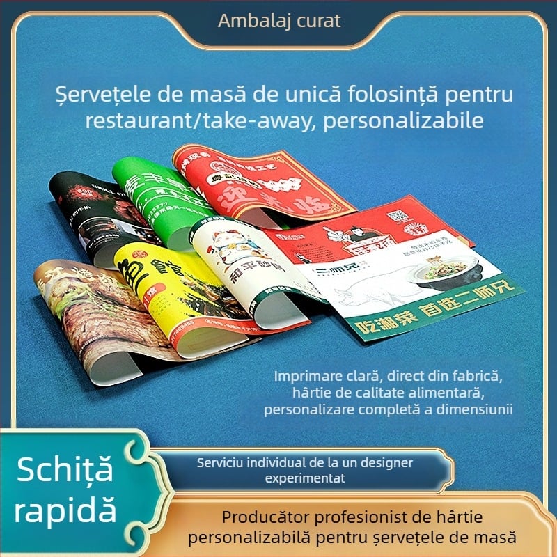 Tăvi și plăci de unică folosință din hârtie, personalizate pentru burgeri la pachet, bucătărie occidentală și pui prăjit
