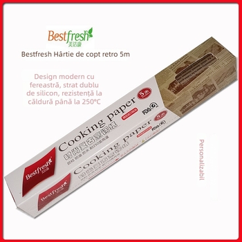Meijiekang hârtie de copt cu strat de silicon alimentar pentru pâine, utilizare în bucătărie, 5,1 m, hârtie de copt