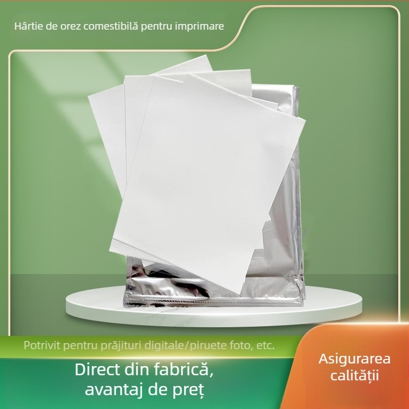 A3 hârtie de zahăr comestibilă și hârtie de orez lipicioasă pentru imprimare pe prăjituri – foi fondant pentru prăjituri cu fotografii