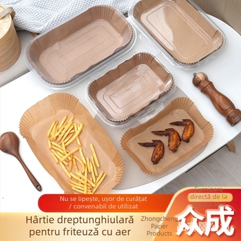 Hârtie de pergament dreptunghiulară pentru friteuza cu aer, antiaderentă, de calitate alimentară, cu strat de silicon