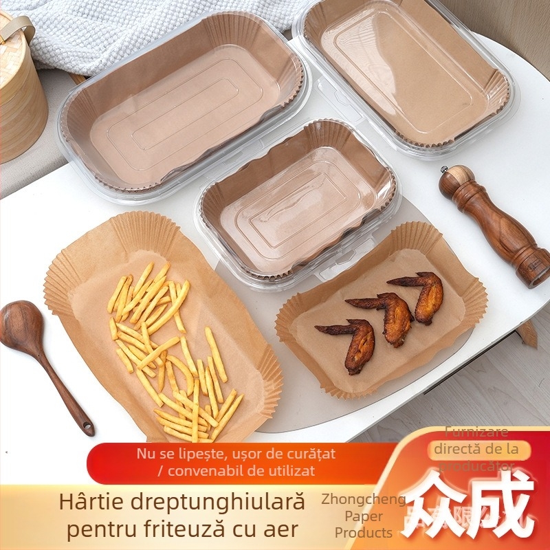 Hârtie de pergament dreptunghiulară pentru friteuza cu aer, antiaderentă, de calitate alimentară, cu strat de silicon