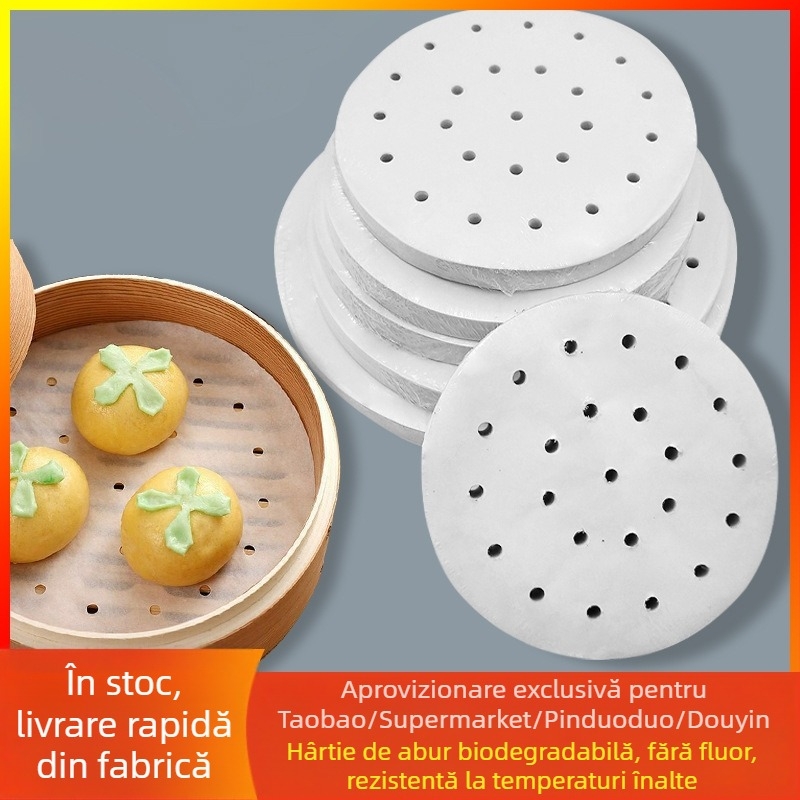 Hârtie de abur circulară, de unică folosință, cu acoperire de silicon, antiaderentă, rezistentă la aburi